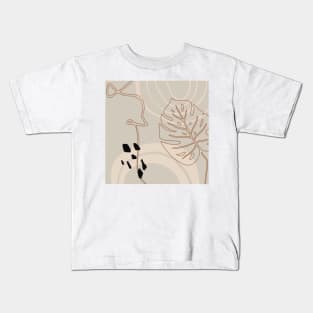 Monstera and Abstract Shapes #minimalism #digitalart Kids T-Shirt